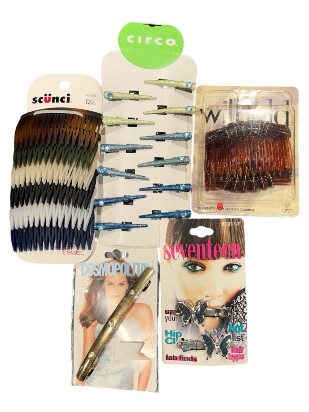 Vintage hair accessories clip comb bundle LOT Seventeen Cosmo 90s Y2K butterfly